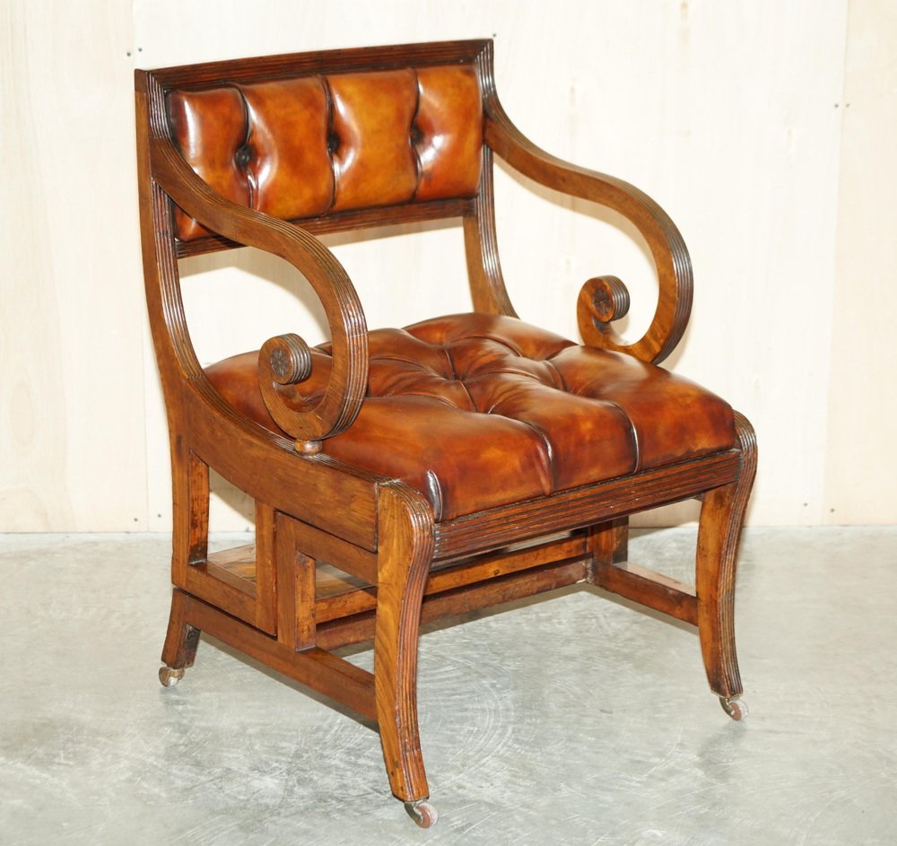 Metamorphic Leather Library Metamorphic Leather Library Armchair Steps attributed to Gillows, 1810s ...
