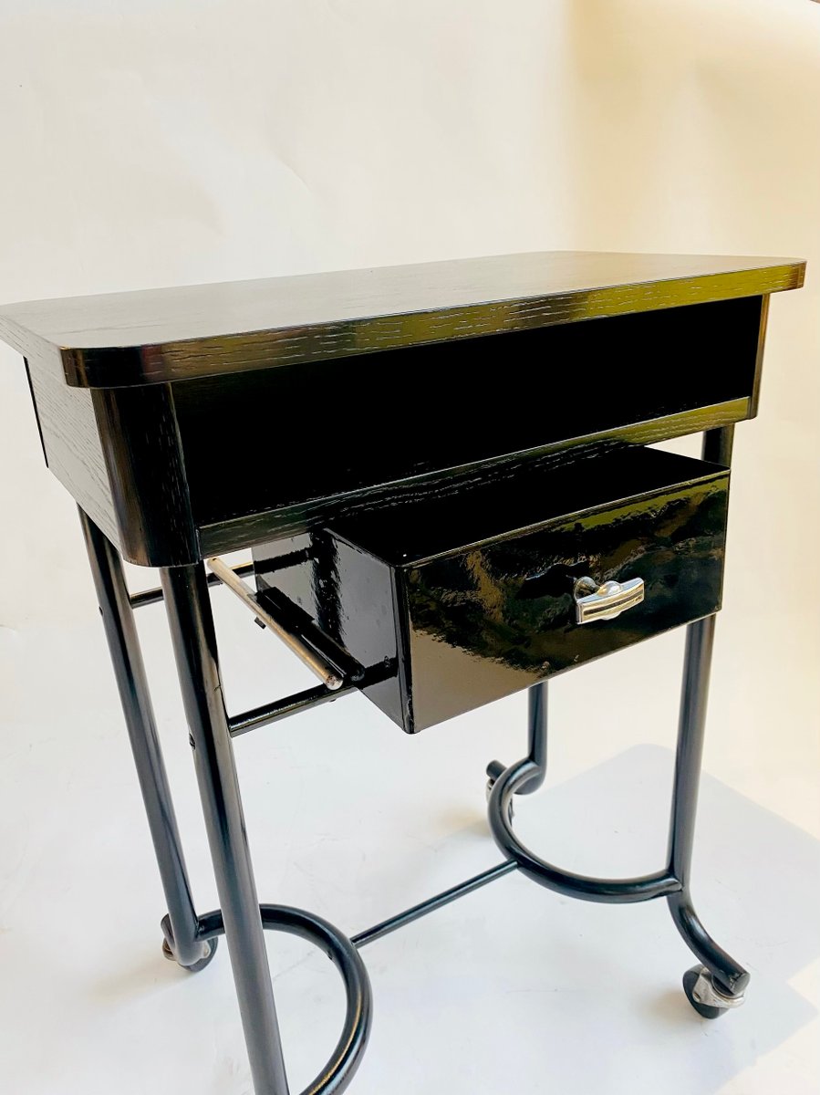 Black Side Table on Wheels for sale at Pamono