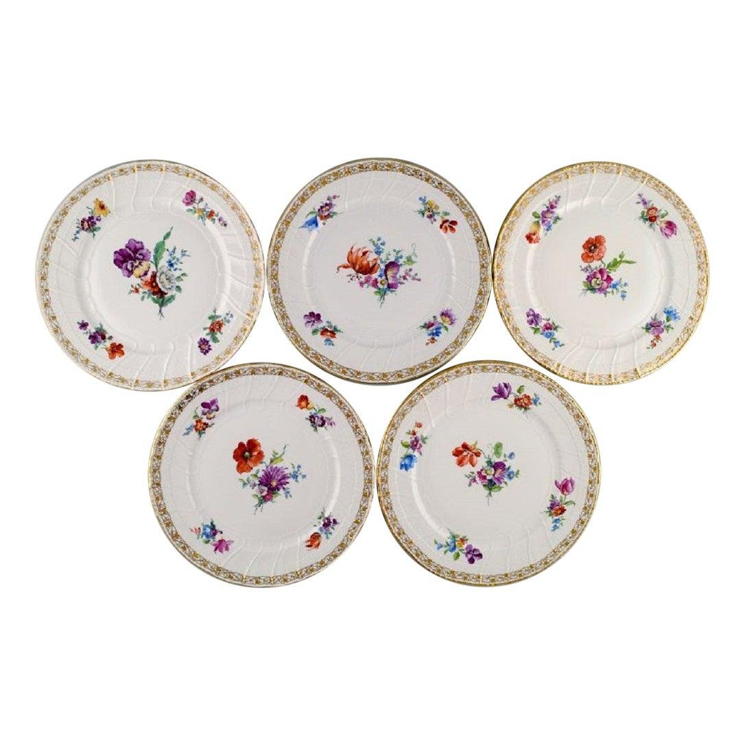 Antique Dinner Plates in Curved Porcelain, 1800s, Set of 5 for sale at Pamono