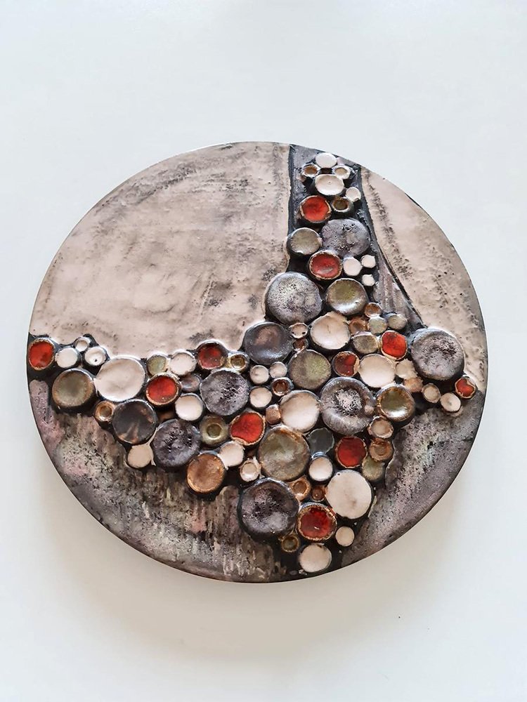 Ceramic Wall Sculpture by Paul Vermeire for Perignem, 1960s for sale at