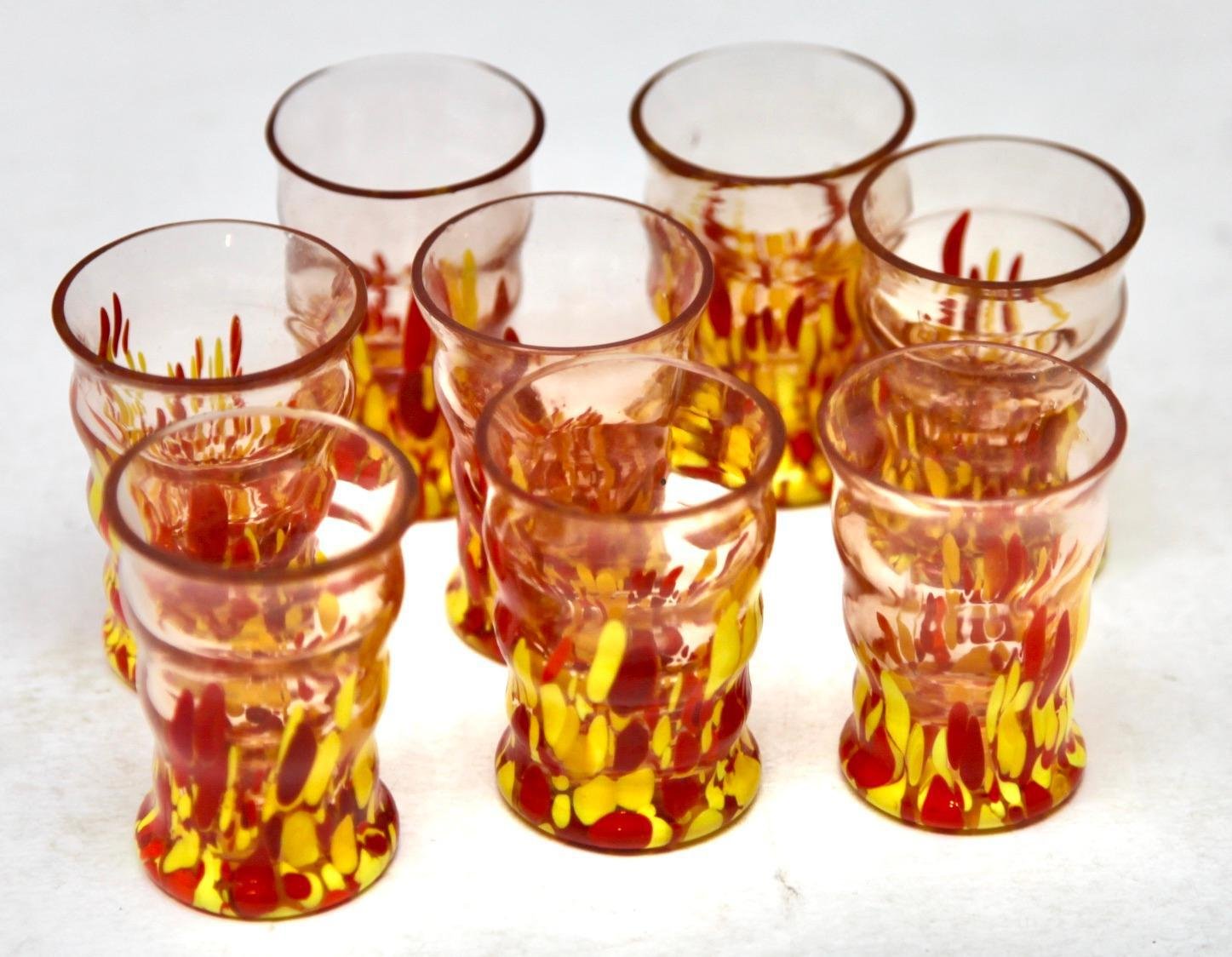 Murano Liqueur Shot Glasses and Decanter with Serving Tray, 1938, Set