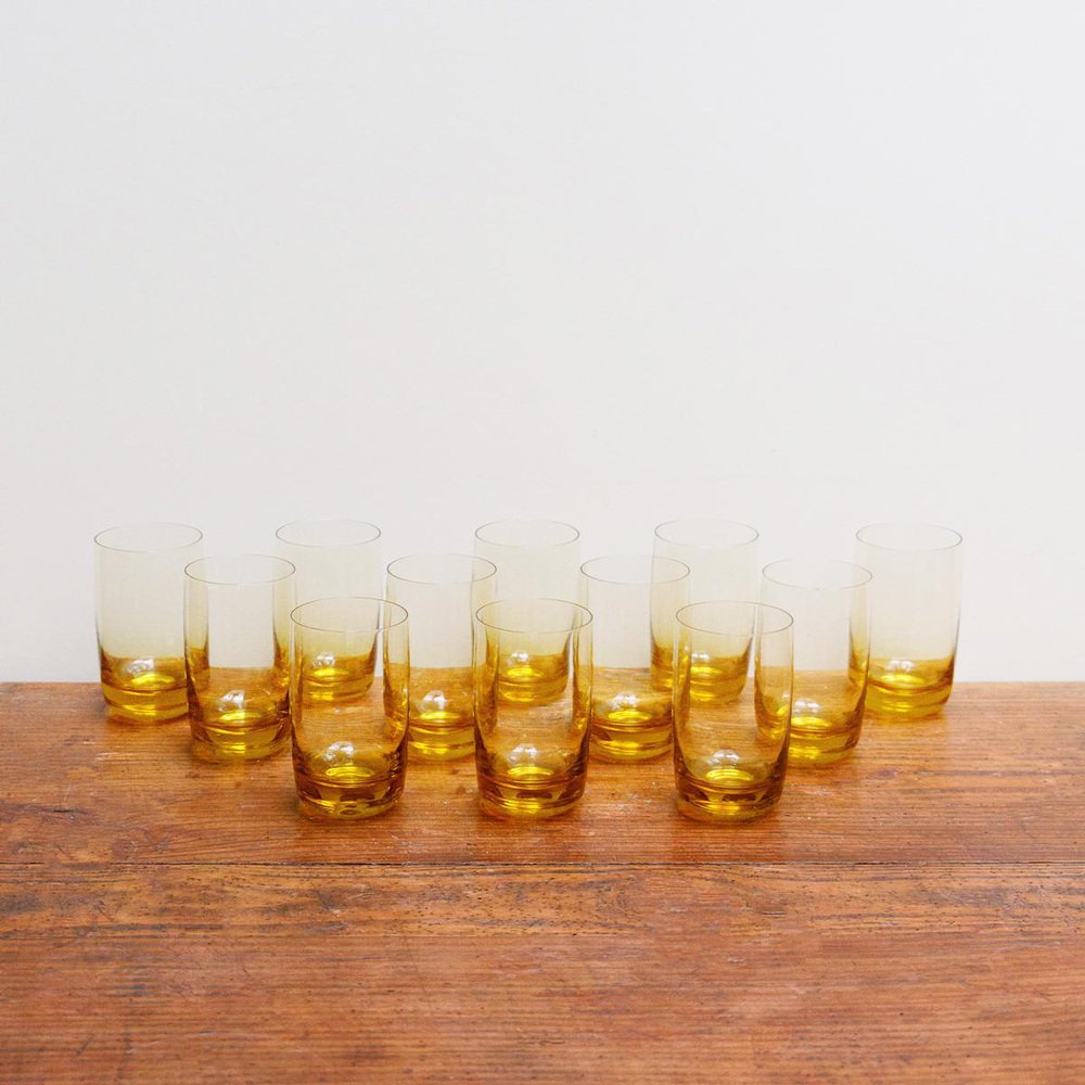 MidCentury Vintage Amber Water Glasses, Set of 12 for sale at Pamono