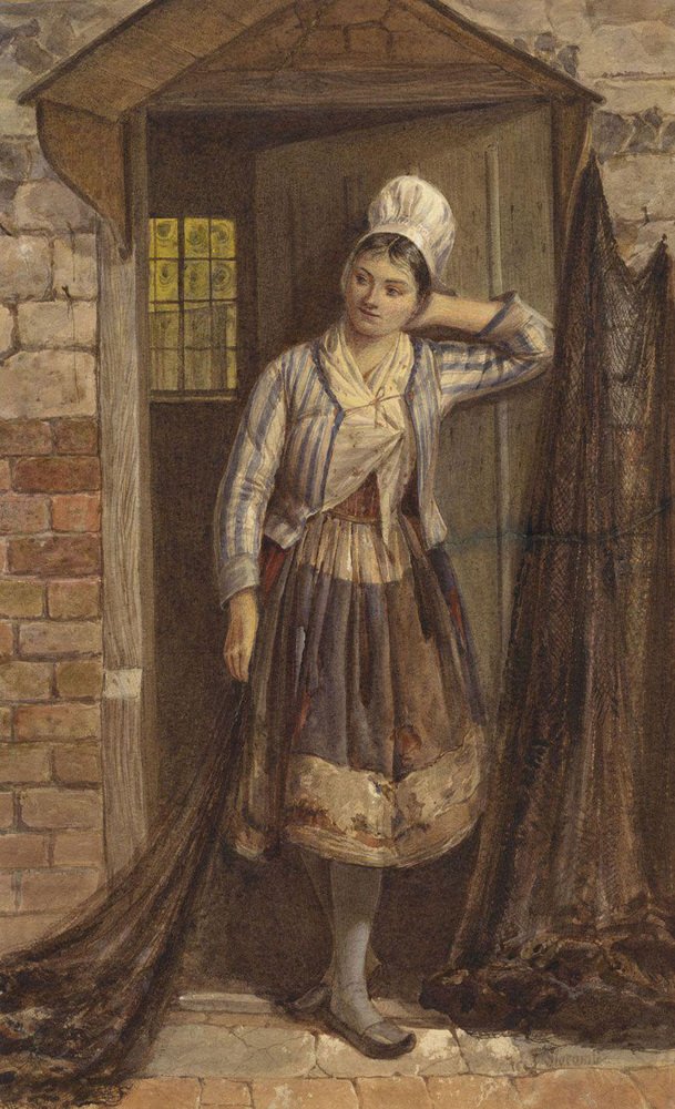Frederick Albert Dutch Girl in a Doorway, Late 19th Century, Watercolour for sale at