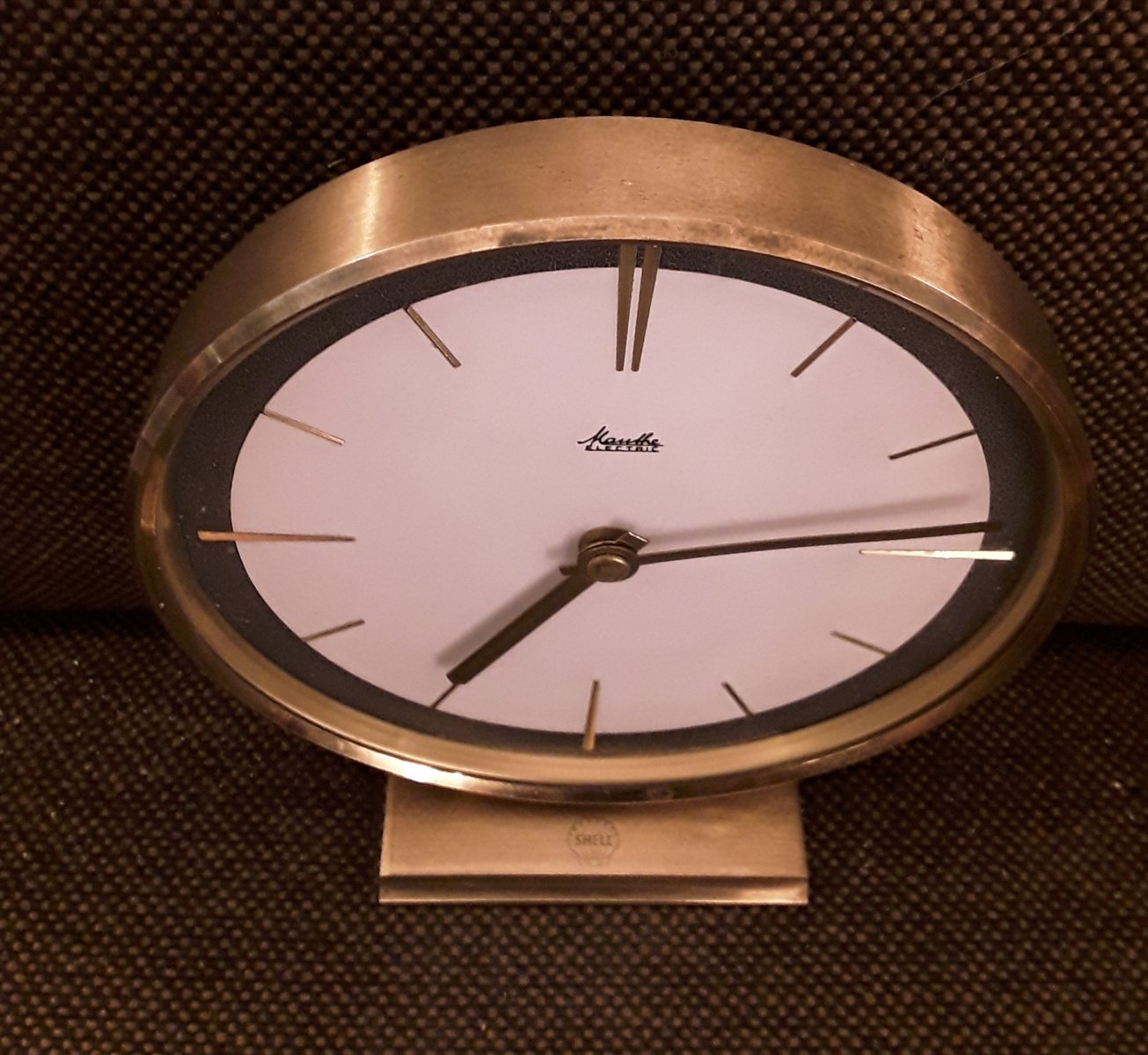 Vintage German Table Clock in Brass & Glass from Mauth, 1960s for sale