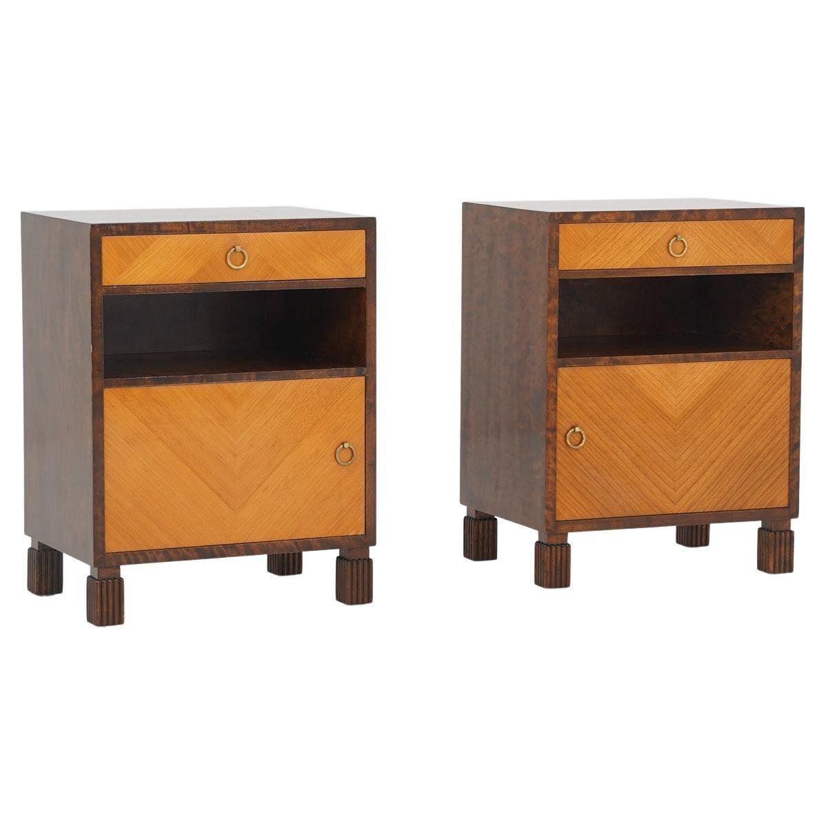 Art Deco Scandinavian Bedside Tables attributed to Axel Larson for