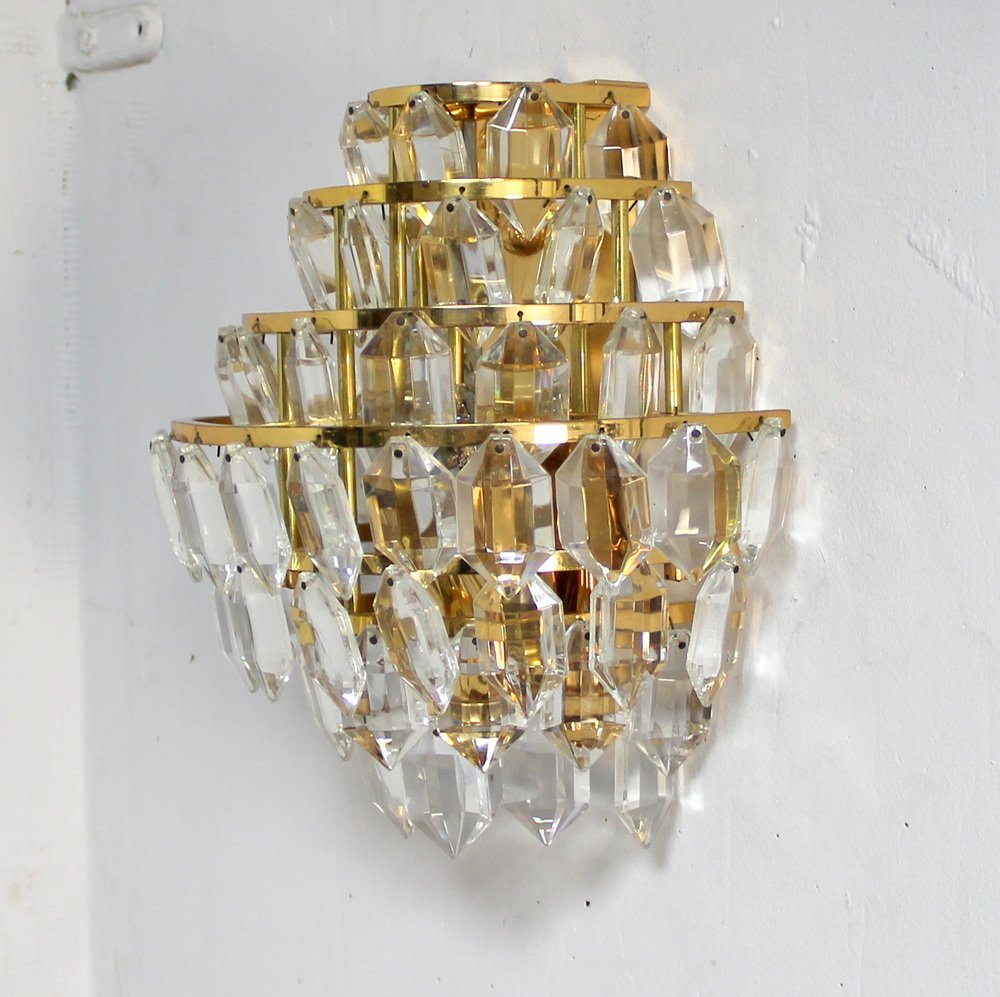 Bohemia Gold and Glass Wall Lights, 1960s for sale at Pamono