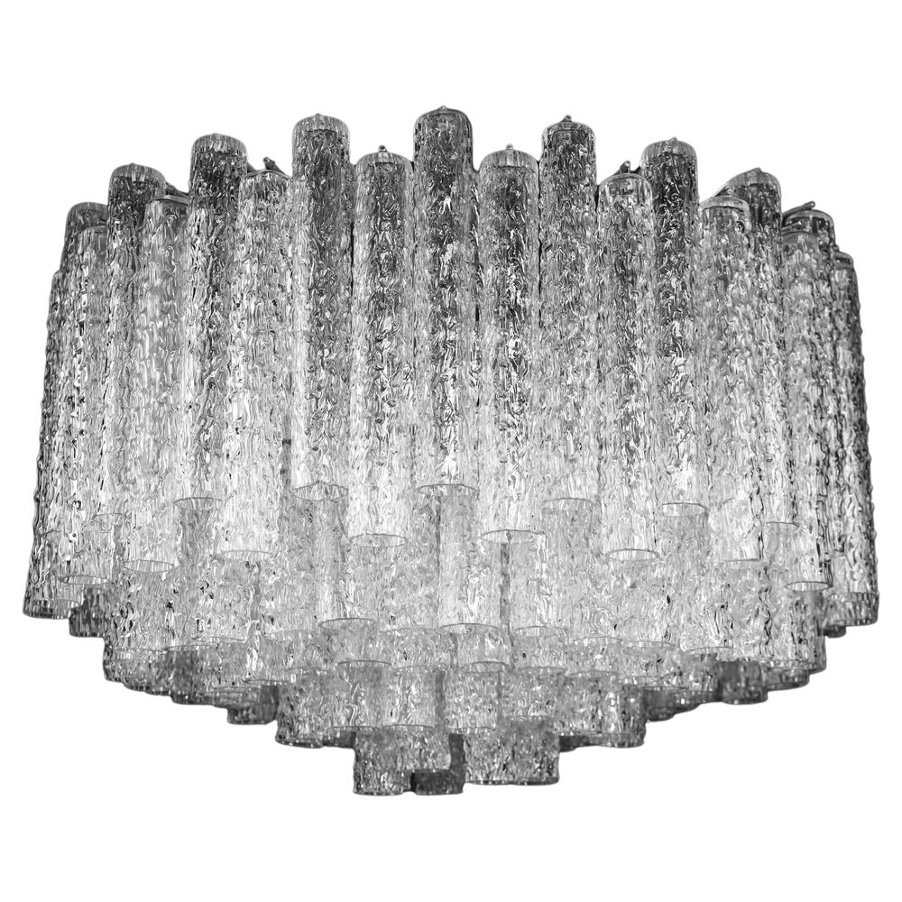 MidCentury Chandelier with Murano Glass Tubes from Venini, 1950s for
