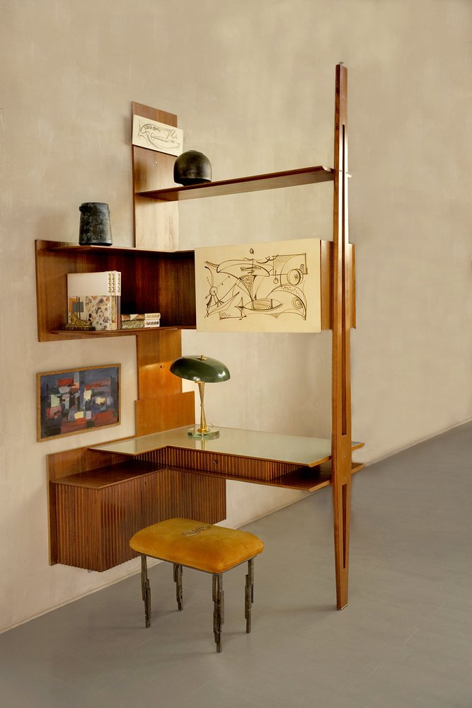 Italian Corner Desk in Mahogany by Paolo Buffa for La Permanente Mobili