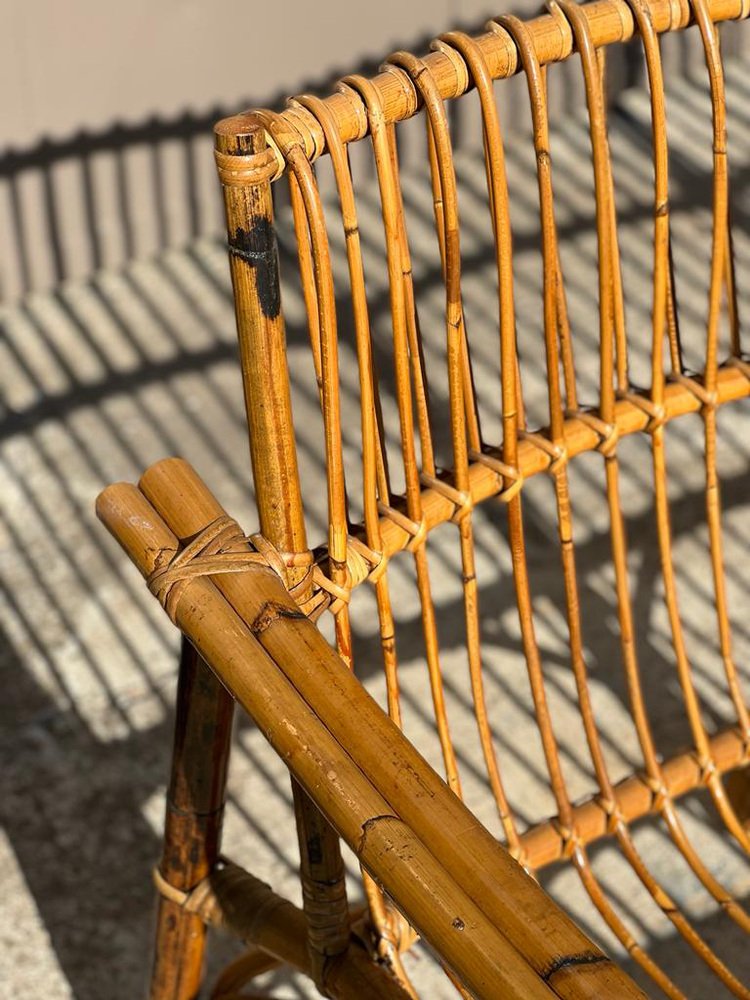 Vintage Italian Living Room Set in Bamboo, 1960, Set of 7 for sale at