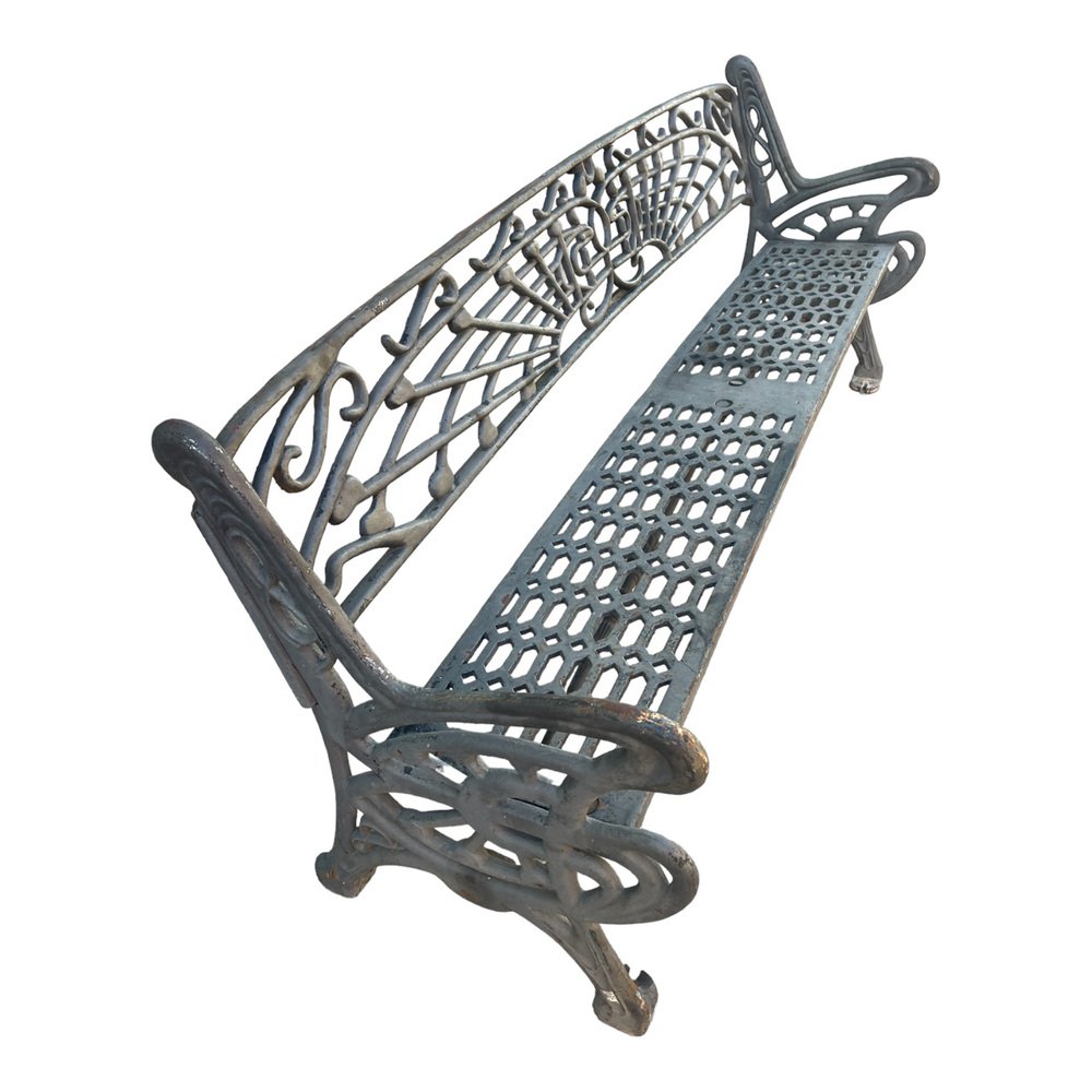 Moderne MidCentury Seville Gartenbank aus Gusseisen, Spanien, 1950er