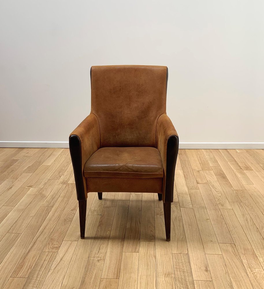 Vintage Velvet & Wood Armchair for sale at Pamono