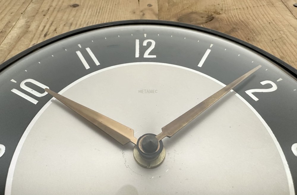Vintage Black Wall Clock from Metamec, 1970s for sale at Pamono