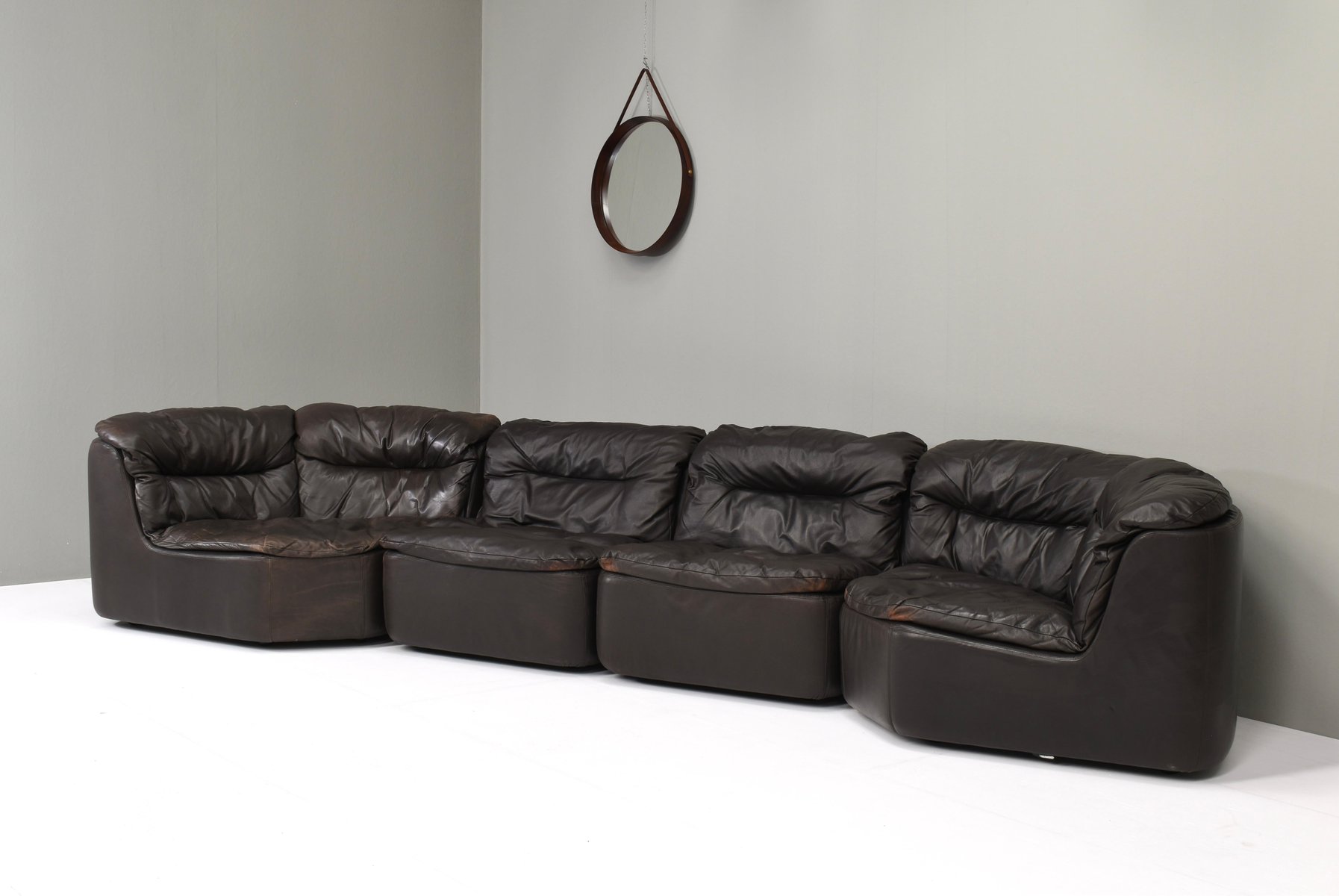 Dark Brown Leather Modular Sofa by Friedrich Hill for Walter Knoll