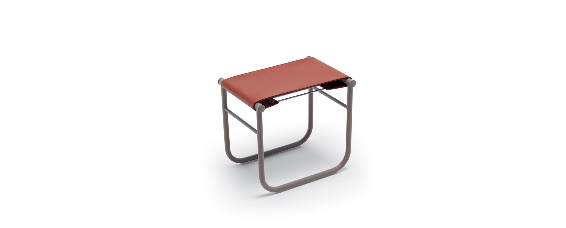 LC9 Stool in Leather and Steel by Charlotte Perriand for Cassina for