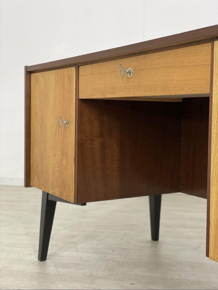 MidCentury German Desk in Black and Brown for sale at Pamono