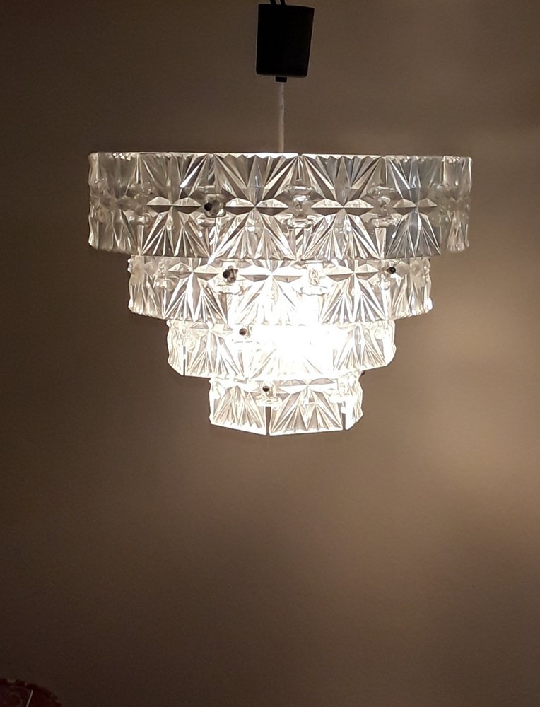 Vintage Ceiling Lamp in Metal & Plastic, 1970s for sale at Pamono