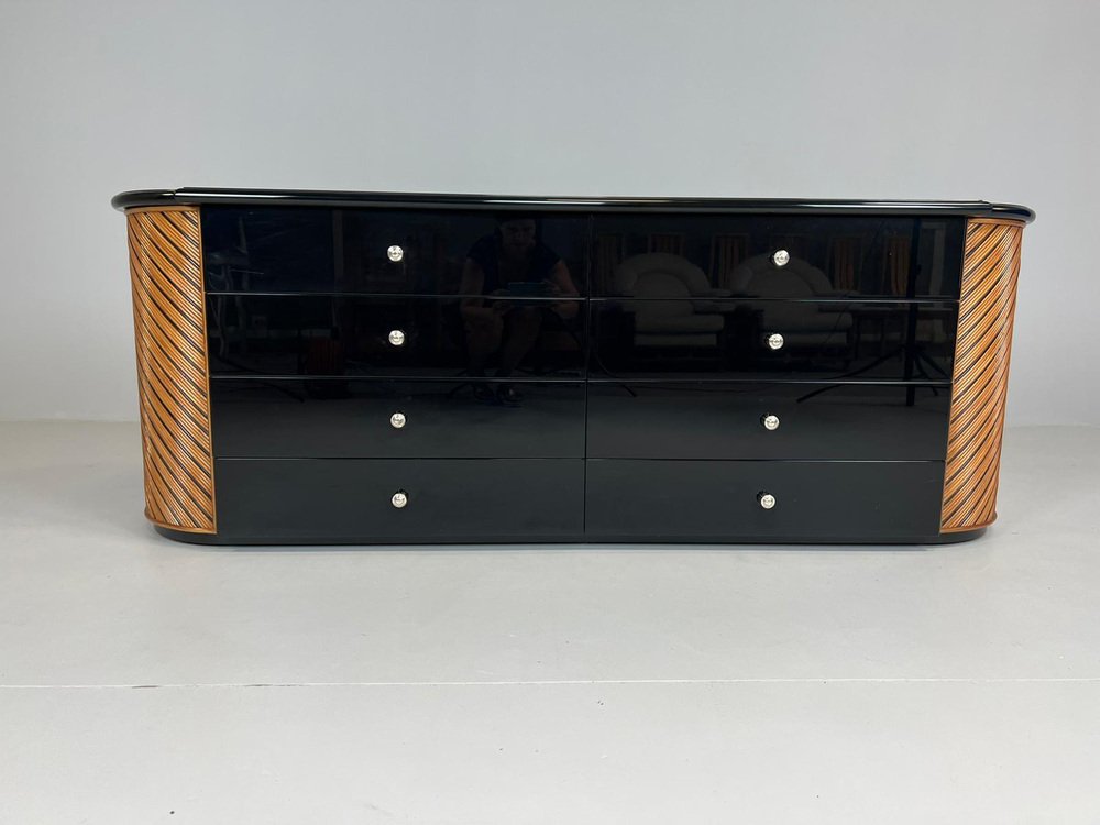 Sideboard in Lacquered Wood and Wicker from Smania Studio, 1970s for ...