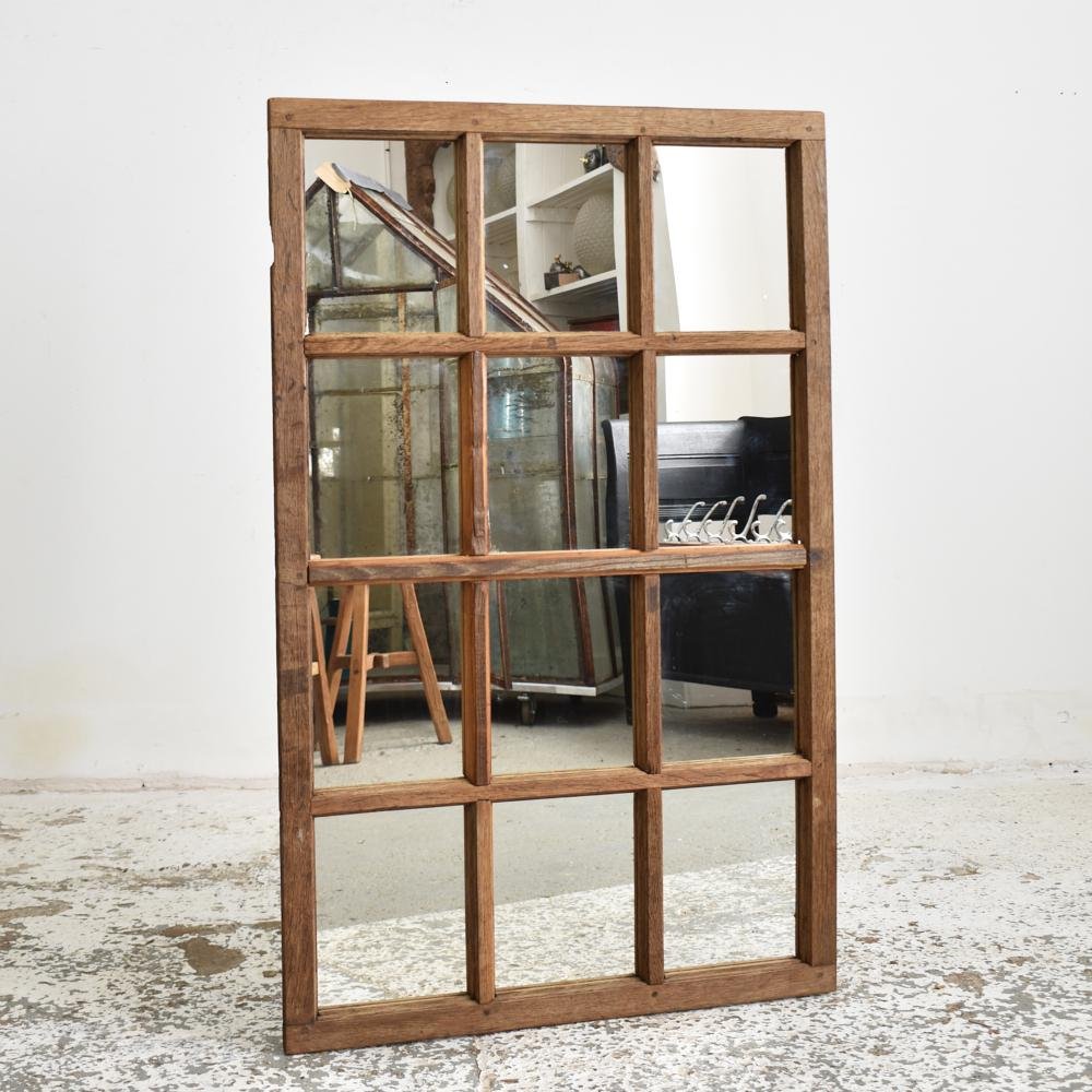 Vintage Reclaimed Wooden Window Mirror, 1950s for sale at Pamono