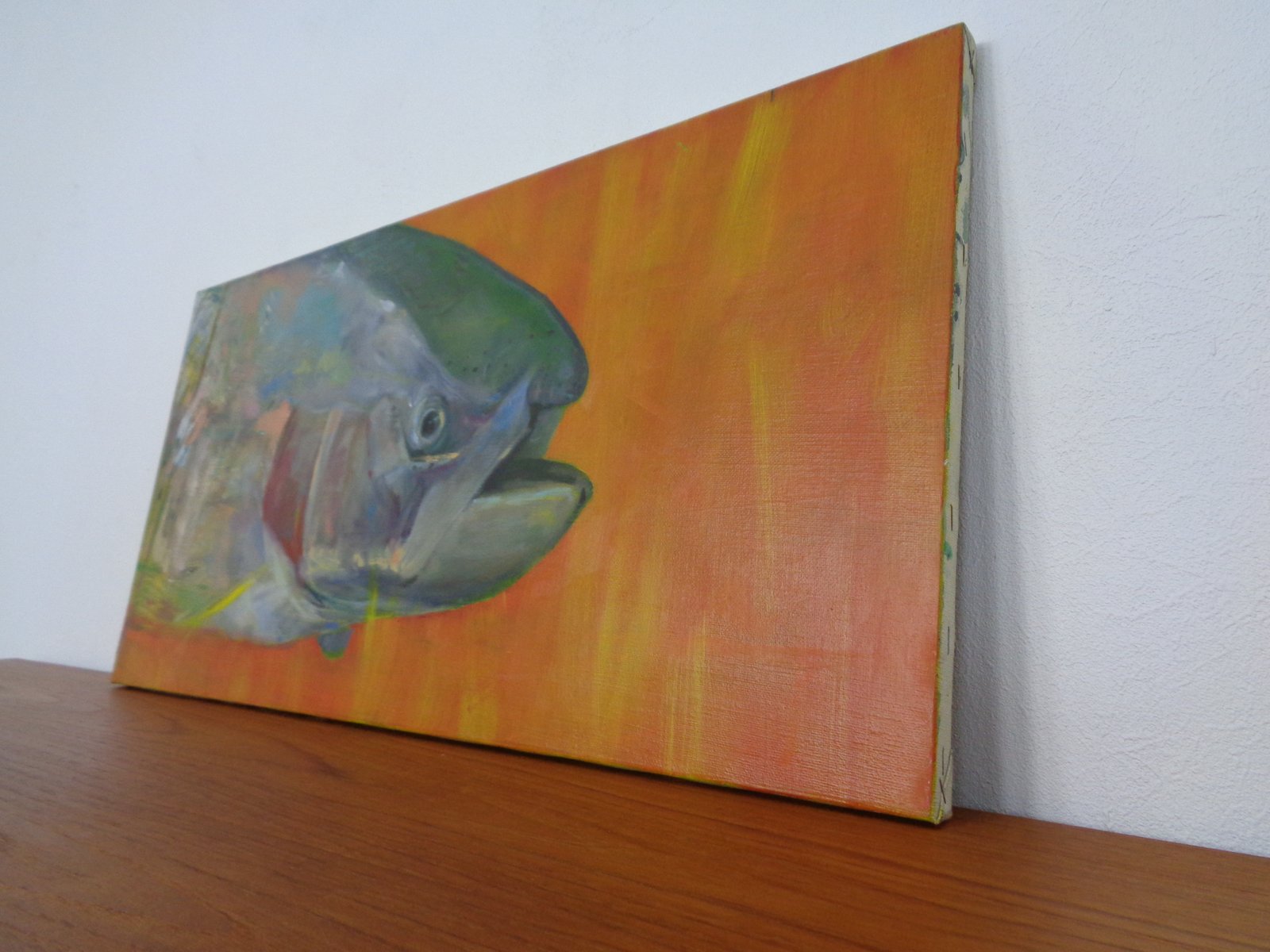 Fred Neumann, Salmon Trout, 1980s, Oil on Canvas for sale at Pamono