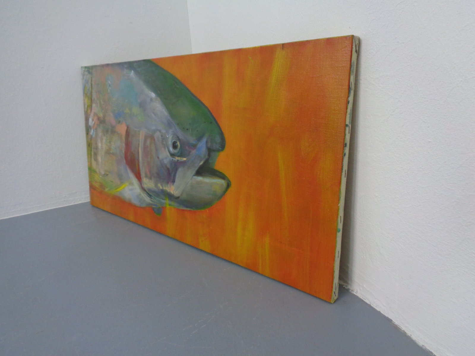 Fred Neumann, Salmon Trout, 1980s, Oil on Canvas for sale at Pamono