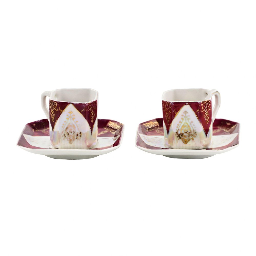fanquare Set di Tazze e Piattini da Caffè e Tè Arancioni, Tazza da