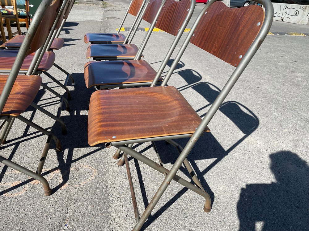 Dänische MidCentury Klappstühle aus Teak & Metall, 1970er, 8er Set bei