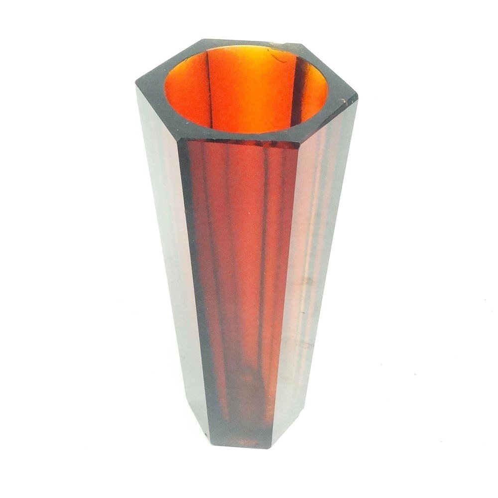 Art Deco Style Vase from Zawiercie Glassworks, Poland, 1950s for sale