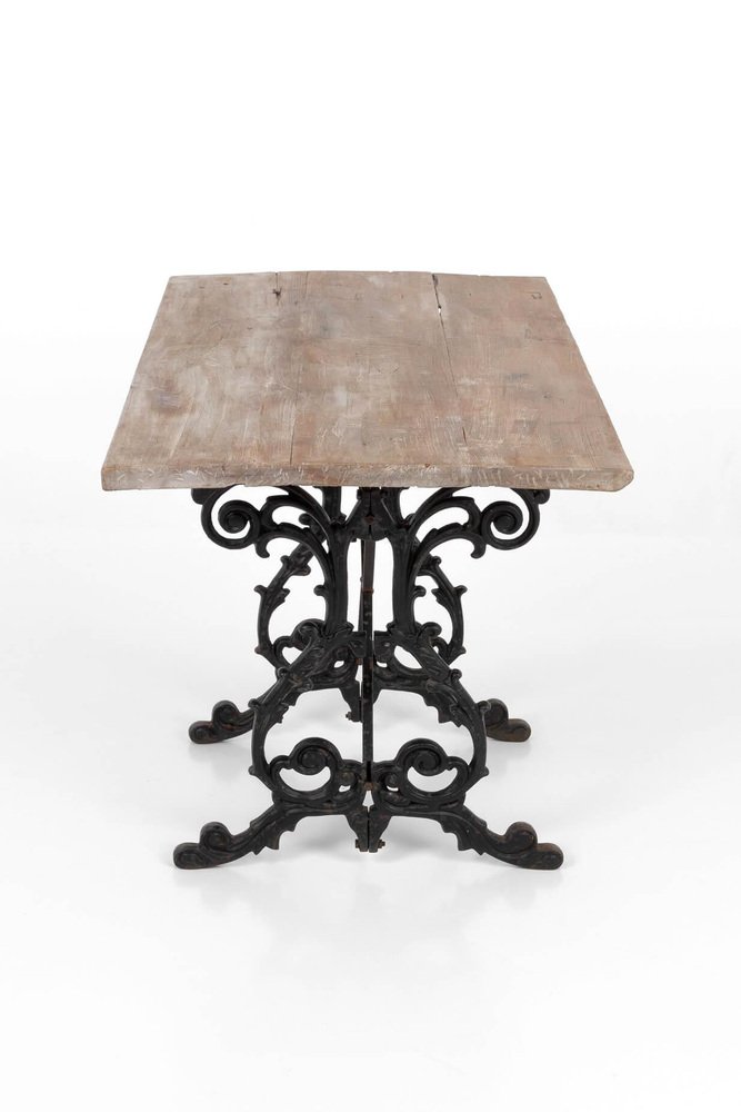 Victorian Garden Table in Oak and Cast Iron for sale at Pamono