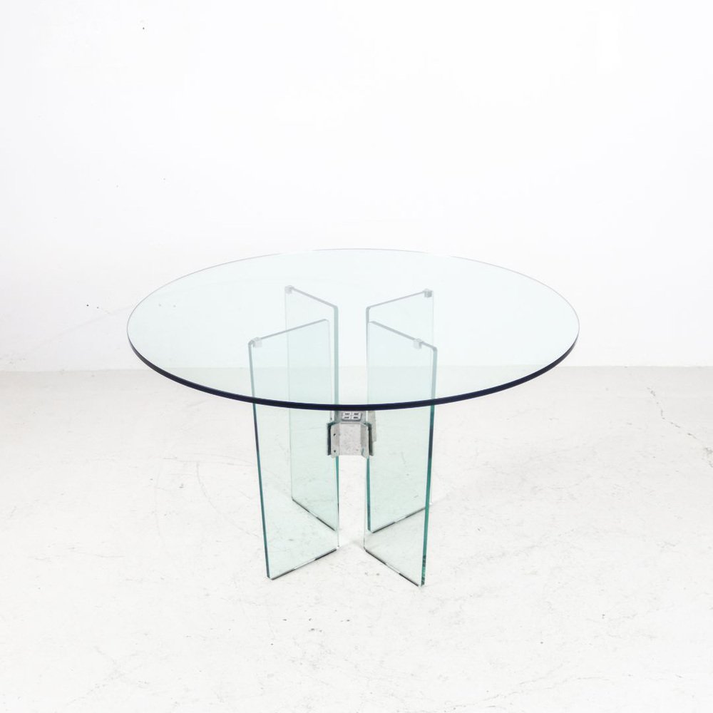 Vintage Glass Dining Table by Peter Ghyzcy, 1970s for sale at Pamono