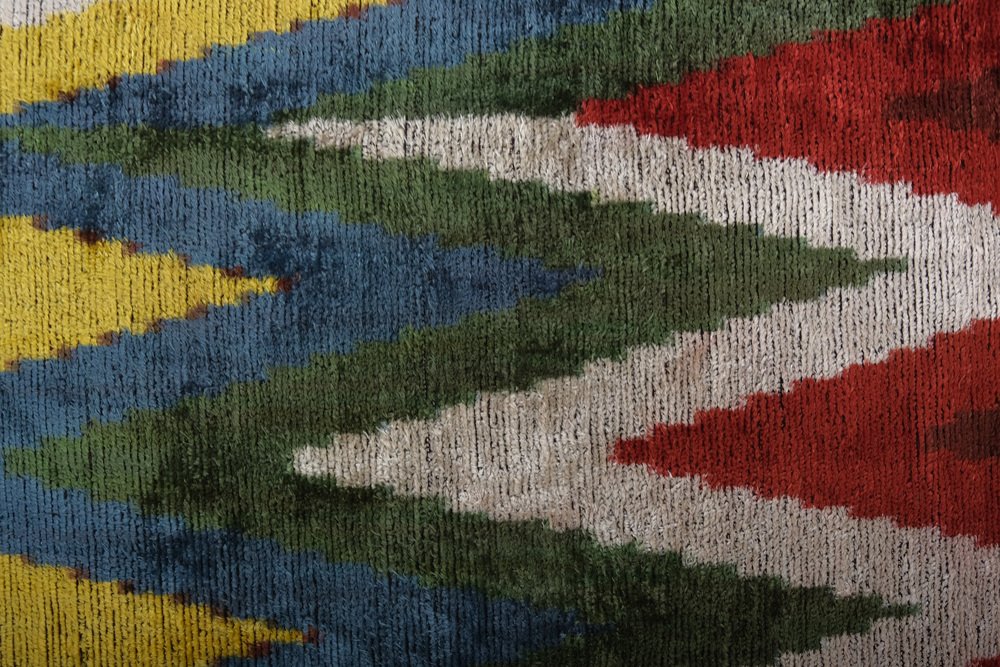 Silk Ikat Fabric – Turquoise Zig Zag ikat main image 0
