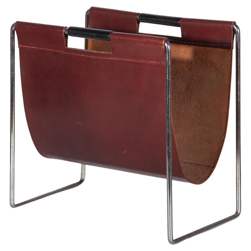Dutch Saddle Leather Magazine Holder by Brabantia, 1960s for sale at Pamono
