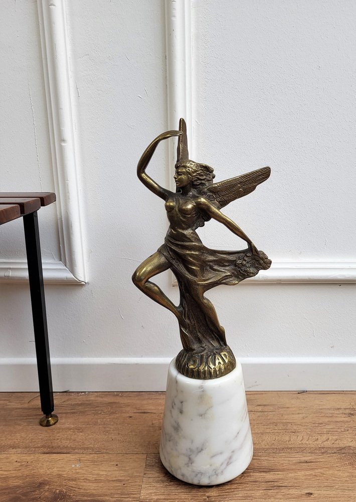 Italian Gilt Brass and White Marble Sculpture Trophy Door Stop, 1970s