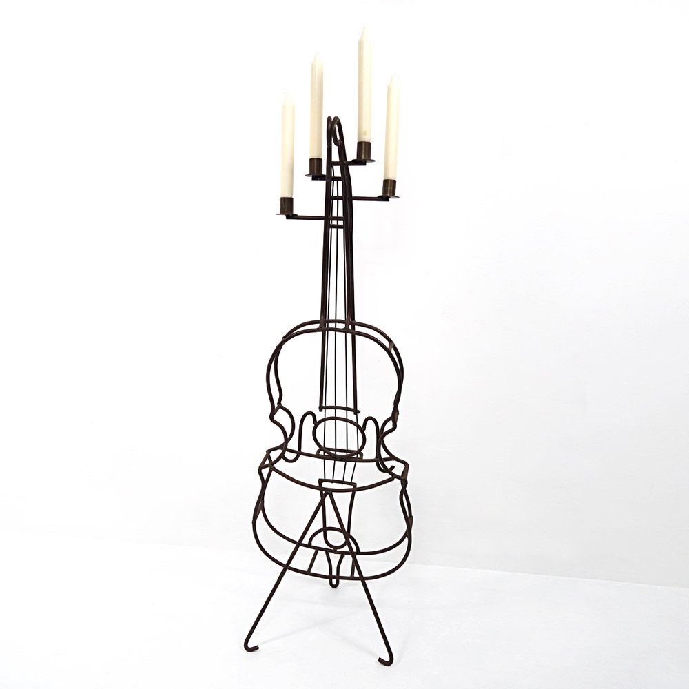 Portacandele moderno in metallo nero – Design ondulato con