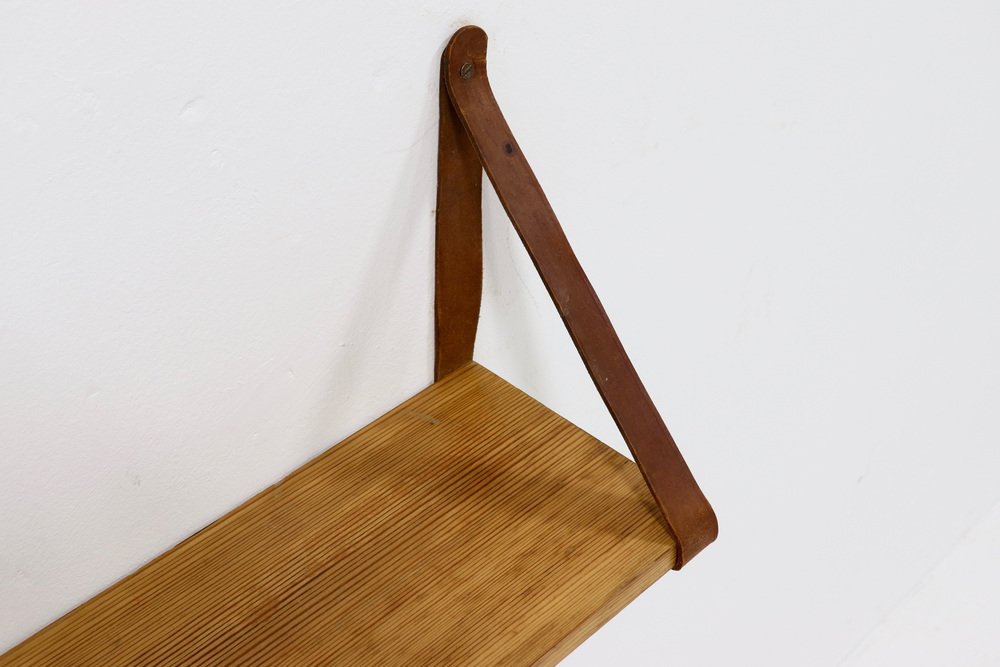 Spanish Wall Shelves in Leather and Pine from Muebles Casa Blanca