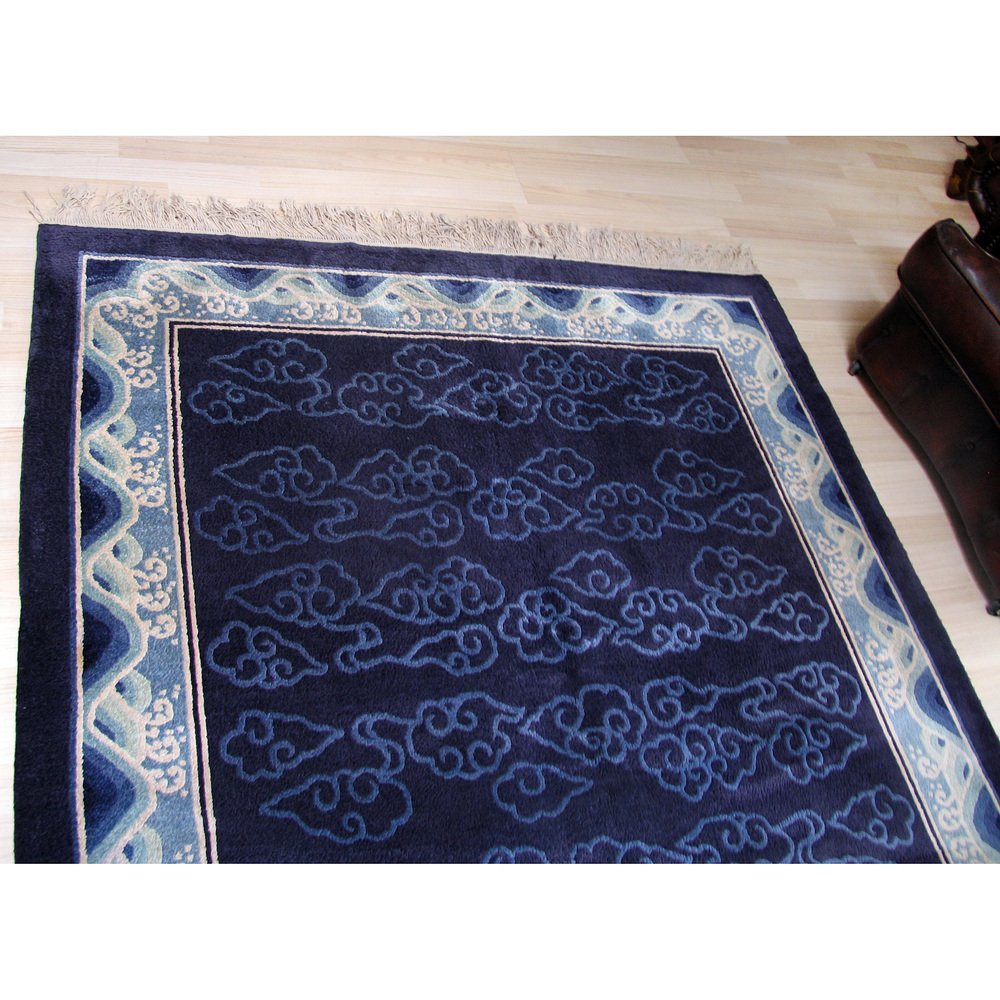 Chinese Rug 1950 Chinese Art Deco Style Silk Rug, 1950s for sale at Pamono