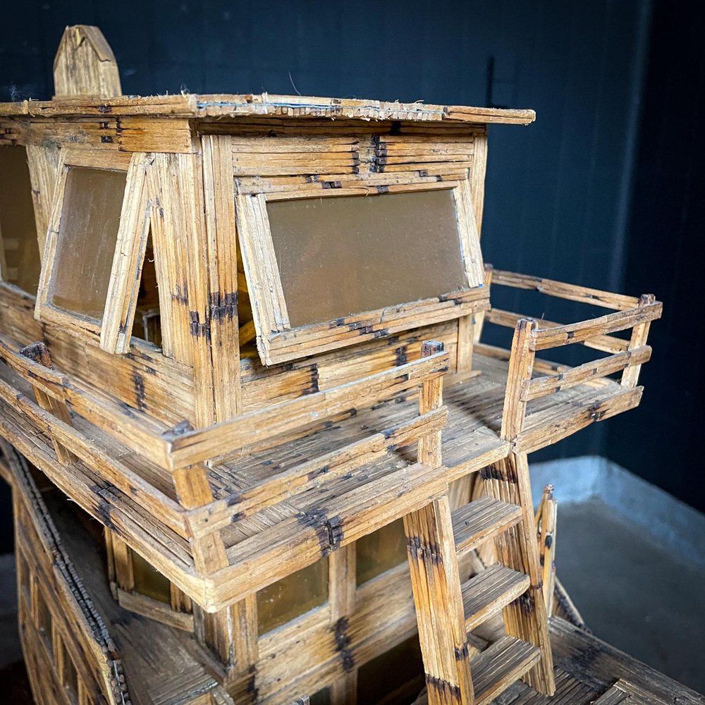 Folk Art Scale Model Ship or Boat in Matchsticks for sale at Pamono