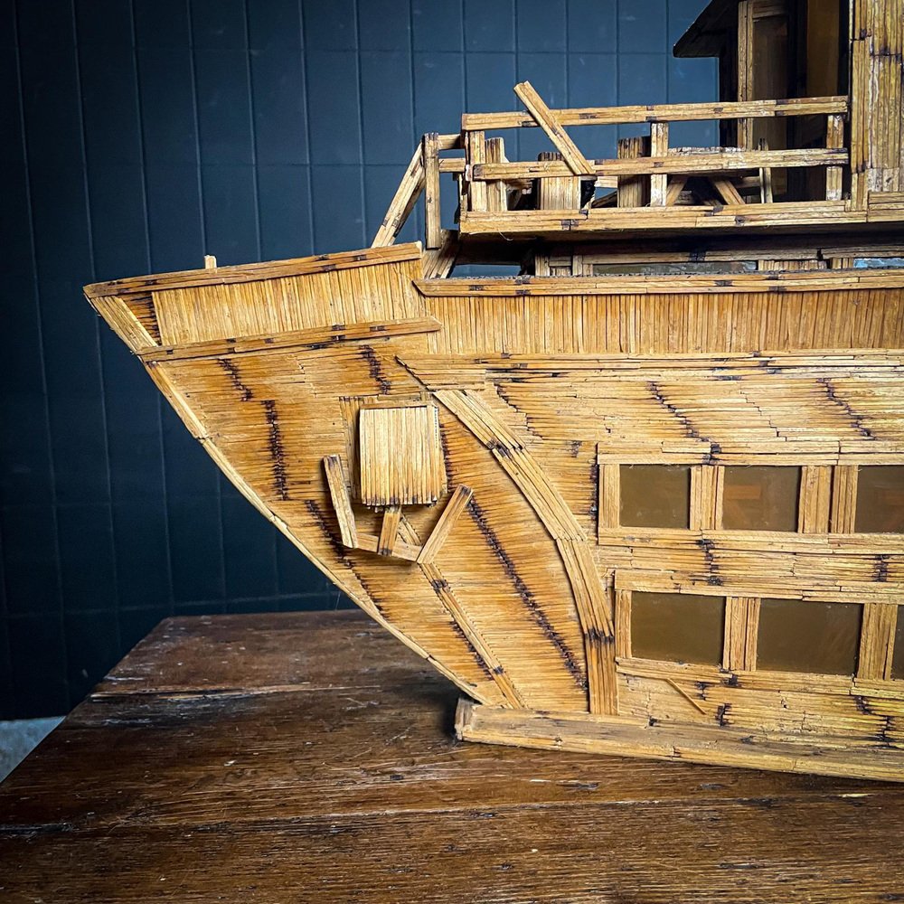 Folk Art Scale Model Ship or Boat in Matchsticks for sale at Pamono