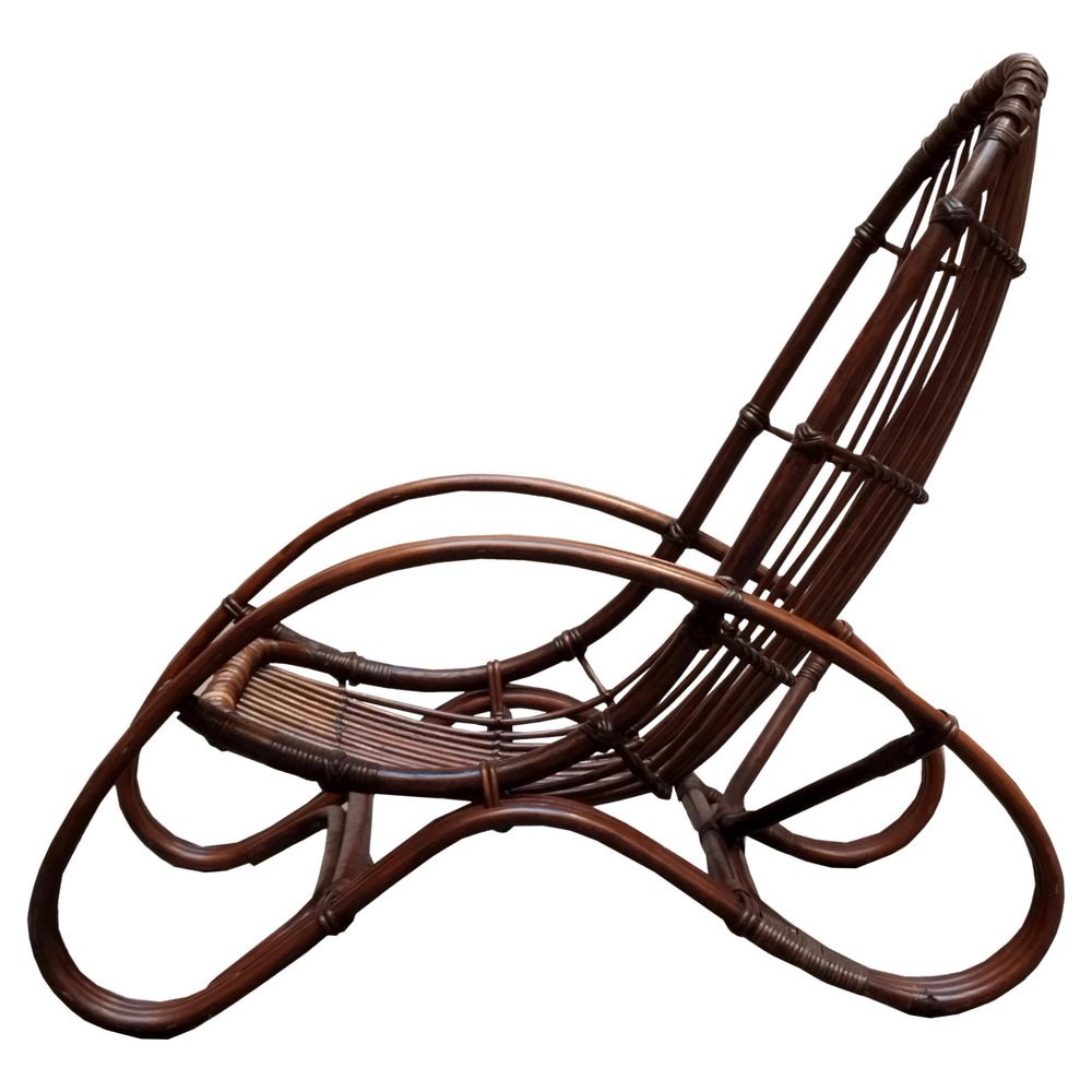 Bamboo and Rattan Lounge Chair, Italy, 1960s for sale at Pamono