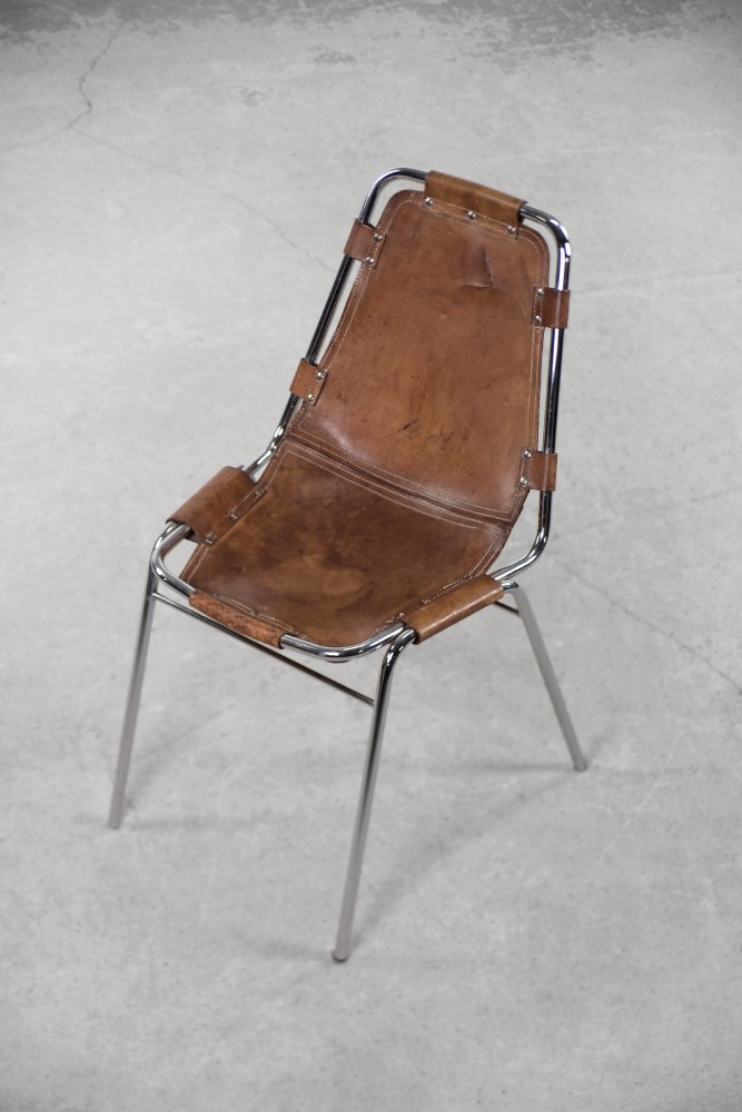 MidCentury Modern Leather Chair Chosen by Charlotte Perriand for Les Arcs, 1960s for sale at Pamono