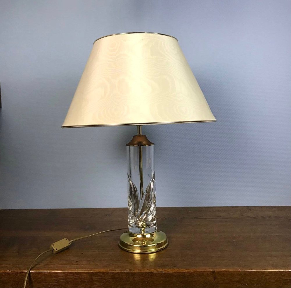 Vintage Gold Plated Brass and Crystal Table Lamps from Nachtmann