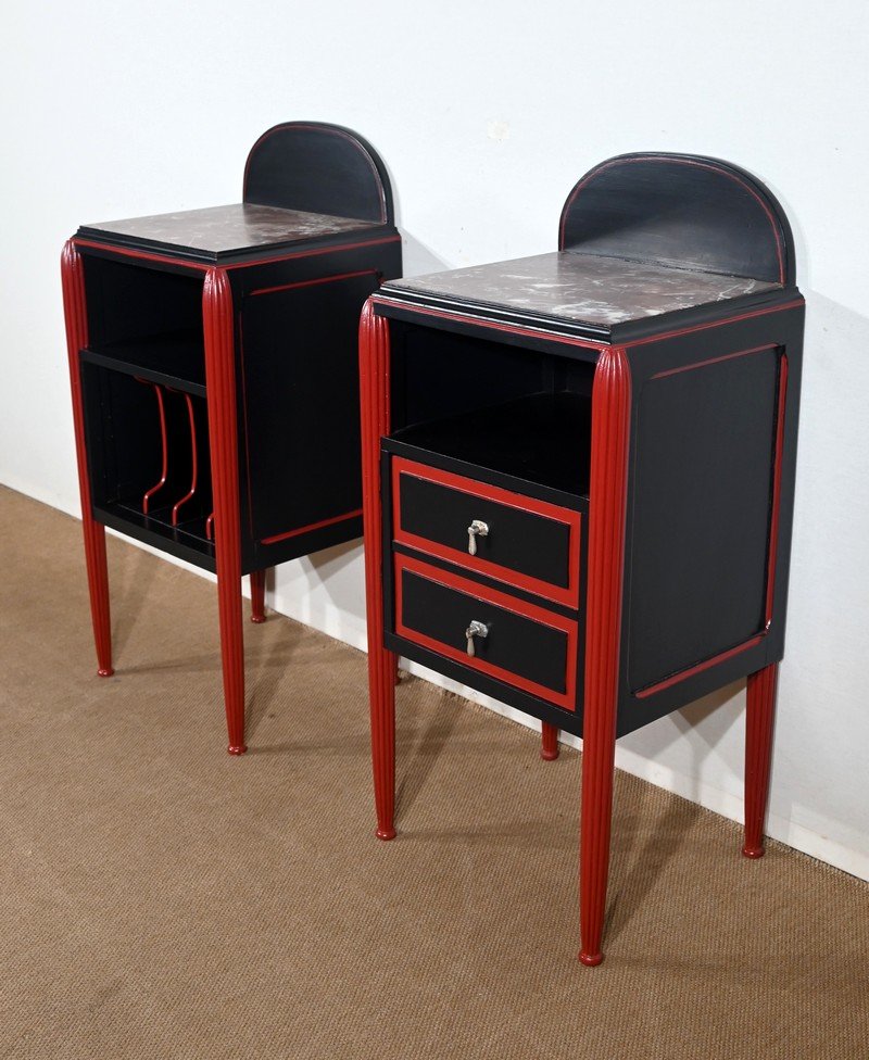 Art Deco Bedroom Set in Painted Wood, 1920s, Set of 5 for sale at Pamono