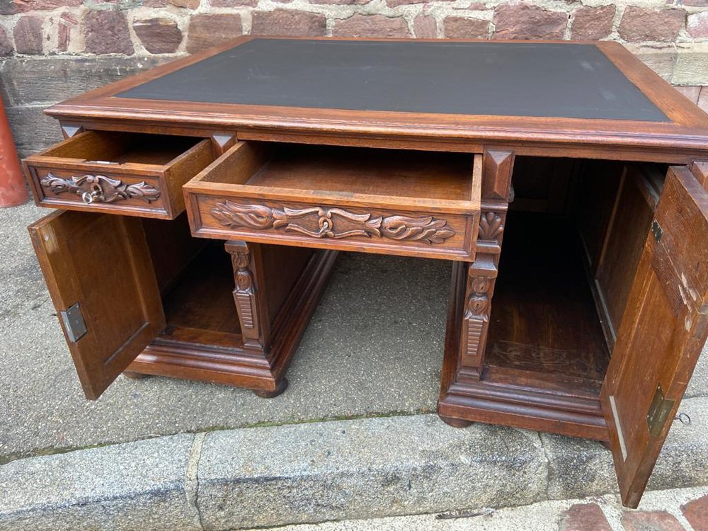 French Renaissance Double Partner Desk, 1890s for sale at Pamono