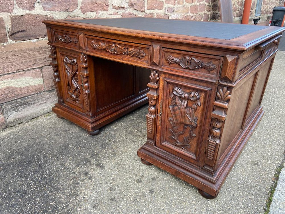 French Renaissance Double Partner Desk, 1890s for sale at Pamono