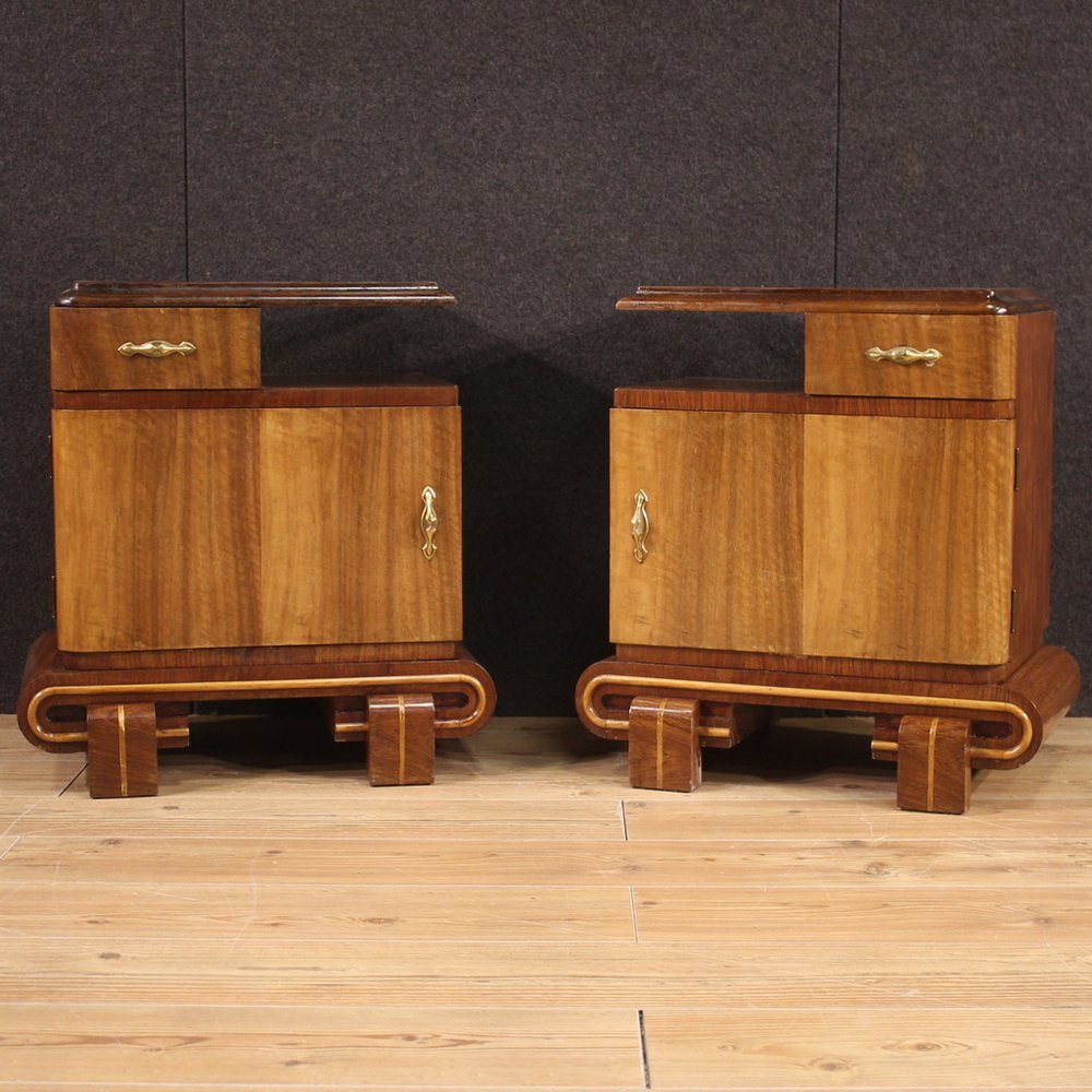 Art Deco Style Bedside Tables, 1950s, Set of 2 for sale at Pamono