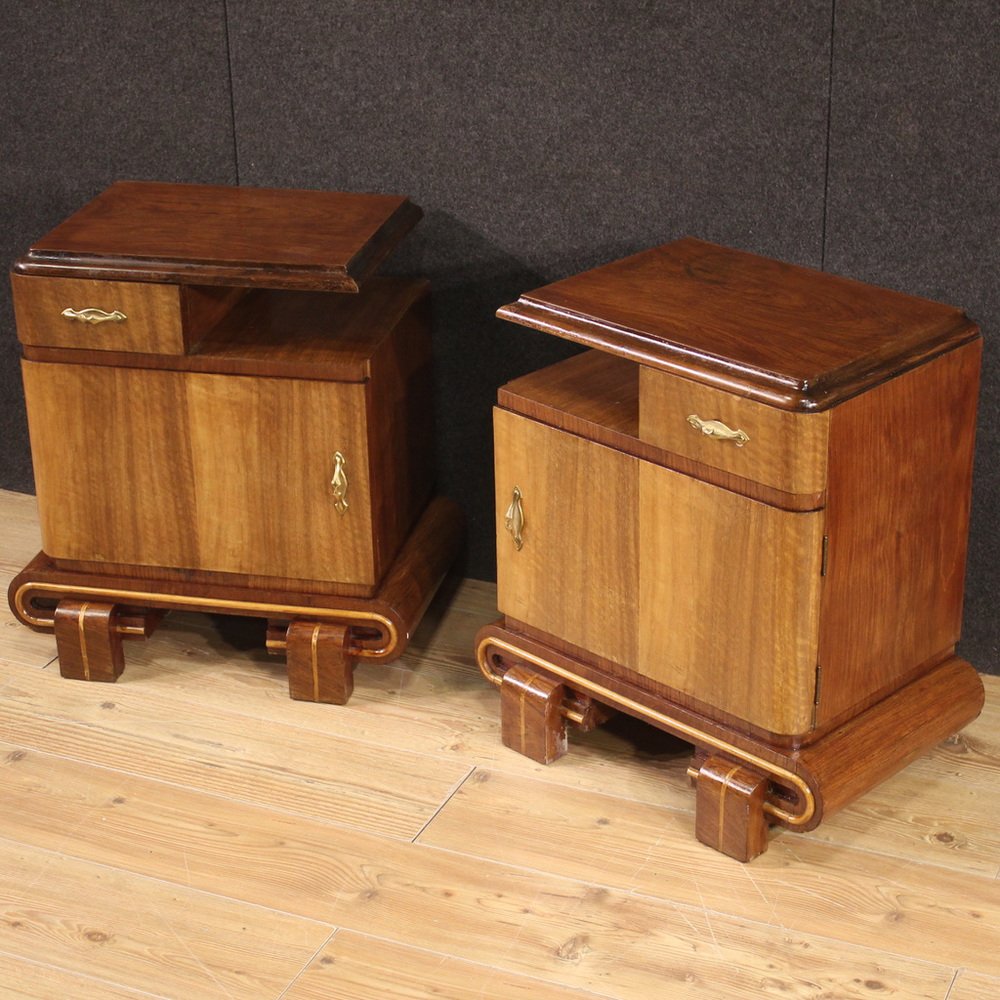 Art Deco Style Bedside Tables, 1950s, Set of 2 for sale at Pamono