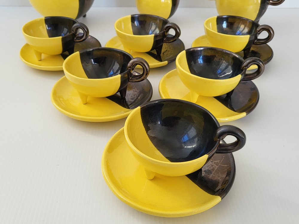 Service à café opale Arlequin 6 pièces, 1960