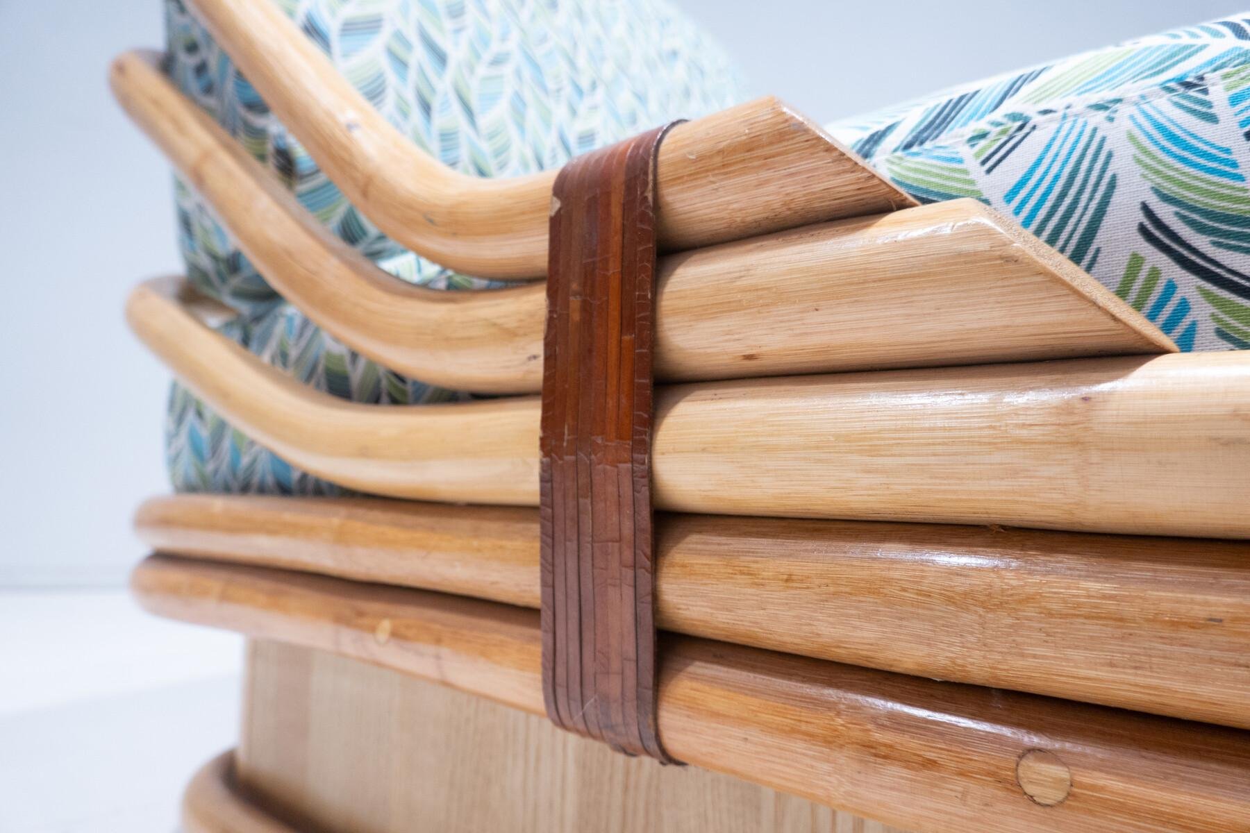 MidCentury Modern Rattan Living Room Sofas, Armchair and Coffee Table