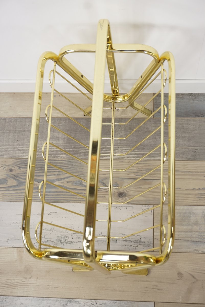 Vintage Brass Magazine Rack, 1970s for sale at Pamono