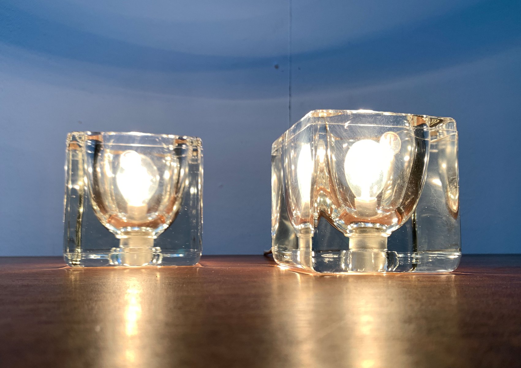 Vintage German Glass TA 14 Cube Table Lamps from Peill & Putzler, 1970s