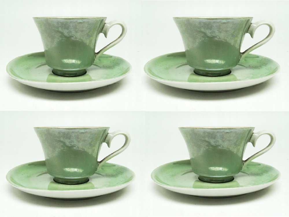 Set Tazza e Piattino da Caffè con Motivo Moiré a Illusione Ottica, Tazza in Ceramica Riflettente con Piattino, Dyna  15